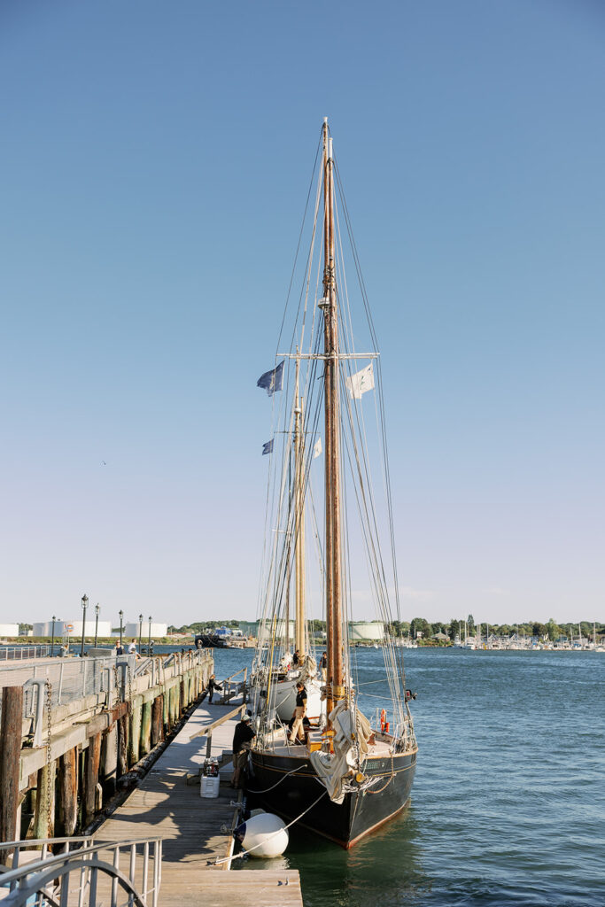 A schooner at the dock in Portland harbor