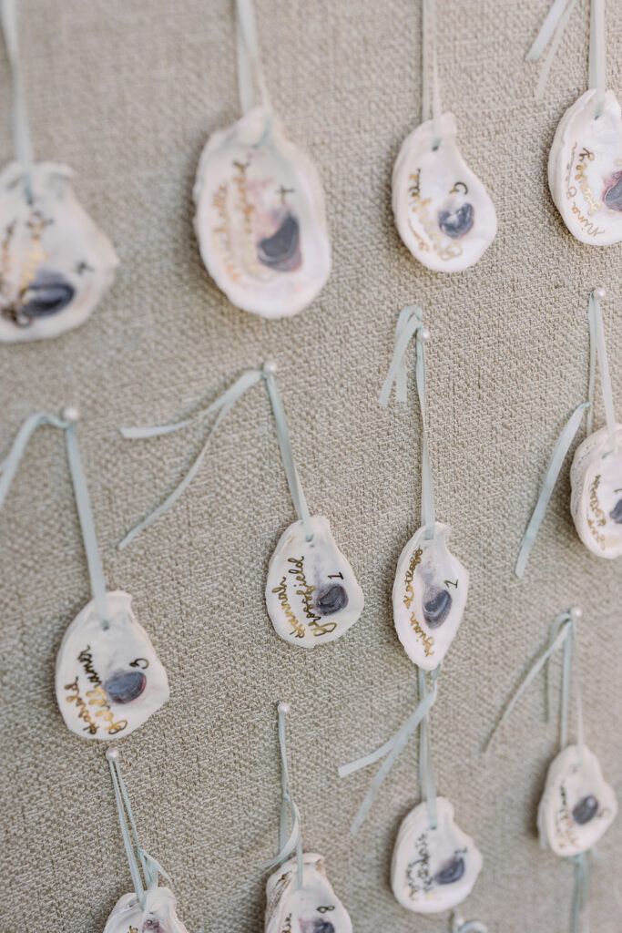 Oyster shell welcome chart with names